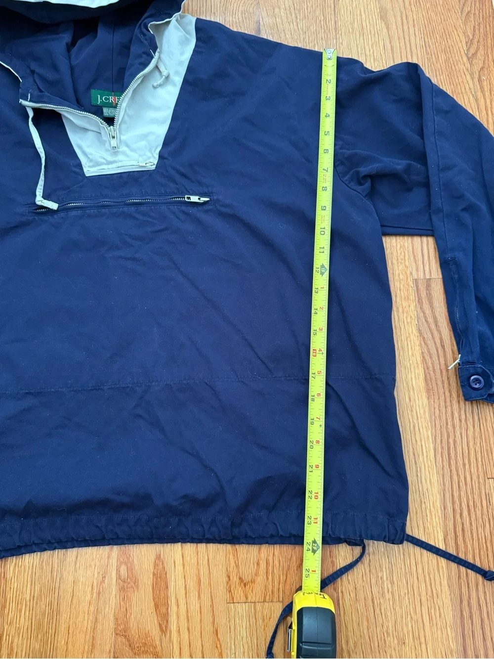 Vintage 1980's 1990’s J.Crew Two-Tone Anorak Parka Pullover Size M Blue White